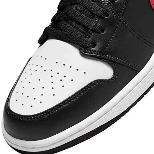 Jordan Men's Air Jordan 1 Low Sneaker, Black/Fire Red-white, 10.5