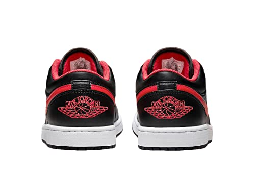 Jordan Men's Air Jordan 1 Low Sneaker, Black/Fire Red-white, 10.5