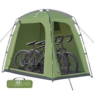 ever advanced bike storage tent, 6.6 ft outdoor storage sheds for bicycle, motorcycle, pu4000 mm waterproof and weatherproof lawn mower garden tools shelter cover