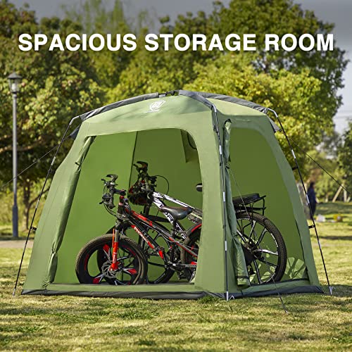 EVER ADVANCED Bike Storage Tent, 6.6 ft Outdoor Storage Sheds for Bicycle, Motorcycle, PU4000 mm Waterproof and Weatherproof Lawn Mower Garden Tools Shelter Cover