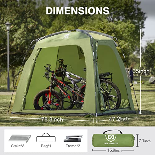 EVER ADVANCED Bike Storage Tent, 6.6 ft Outdoor Storage Sheds for Bicycle, Motorcycle, PU4000 mm Waterproof and Weatherproof Lawn Mower Garden Tools Shelter Cover