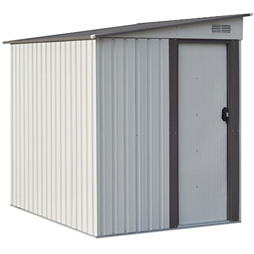 5' x 7' Outdoor Storage Shed, Metal Sheds & Outdoor Storage with Lockable Door and Vents, Garden Shed Tool Storage Shed for Backyard Patio Lawn, White