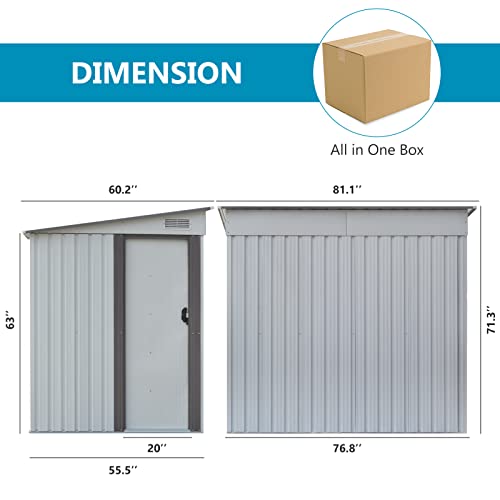 5' x 7' Outdoor Storage Shed, Metal Sheds & Outdoor Storage with Lockable Door and Vents, Garden Shed Tool Storage Shed for Backyard Patio Lawn, White