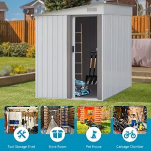 5' x 7' Outdoor Storage Shed, Metal Sheds & Outdoor Storage with Lockable Door and Vents, Garden Shed Tool Storage Shed for Backyard Patio Lawn, White