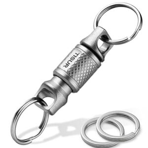 tisur titanium quick release keychain, retractable key chain detachable keychain clip，pull apart key rings for men women