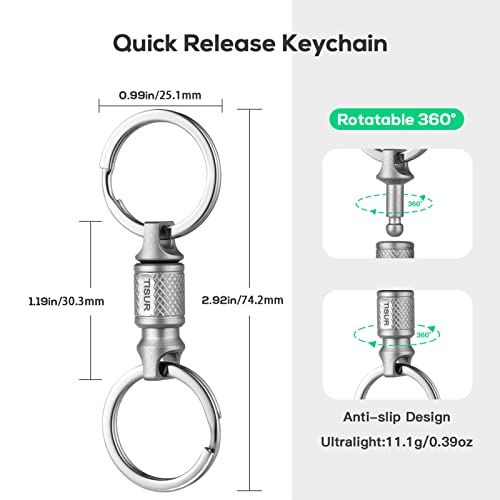 TISUR Titanium Quick Release Keychain, Retractable Key Chain Detachable Keychain Clip，Pull Apart Key Rings for Men Women