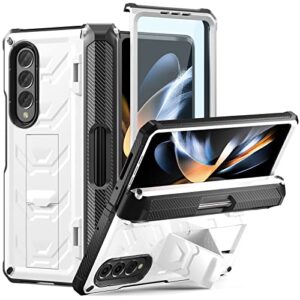 for samsung galaxy z fold 3 shockproof hinge protection rugged protective slim case compatible with samsung galaxy z fold 3(white)