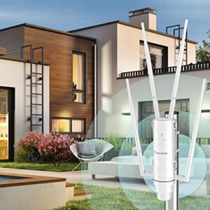 WAVLINK Outdoor WiFi Extender AC1200 High Power Outdoor Weatherproof WiFi Range Extender Access Point with Passive POE, Dual Band 2.4GHz+5GHz, 4x7dBi Detachable Antenna