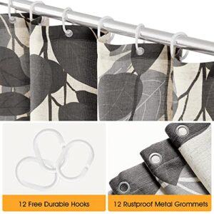 SMABU Grey Linen Shower Curtain Nature Modern Farmhouse Shower Curtains for Bathroom Dark Grey Beige Cloth Shower Curtain Tan Shower Curtain Gray Eucalyptus Bath Curtain Water Repellent 72x72 Inches