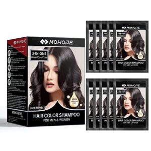 mohope black shampoo for grey hair 30ml x 10pcs | revolutionary instant hair dye | semi permanent magically only 10 minutes last 30 days | safe natural ingredients