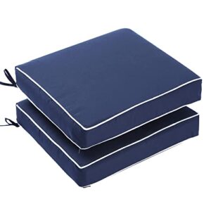 blytieor patio chair cushion set of 2, square corner outdoor seat cushions 18 x 16 for patio furniture, water resistant outdoor garden cushion, navy blue