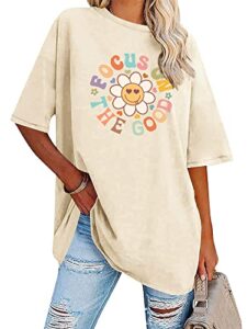 focus on the good oversized graphic t-shirts women daisy cute flower trendy girls preppy shirt