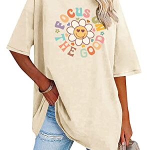 Focus On The Good Oversized Graphic T-Shirts Women Daisy Cute Flower Trendy Girls Preppy Shirt