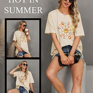 Focus On The Good Oversized Graphic T-Shirts Women Daisy Cute Flower Trendy Girls Preppy Shirt