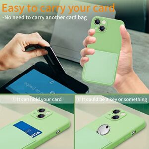 OBHEI Silicone Wallet Phone Case for iPhone 13 6.1 Inch with Credit Card Holder Pocket, Full-Body Bumper Protection Camera Protect Case (Mint Green)