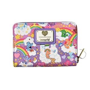 loungefly exclusive care bears rainbow all over print zip around wallet