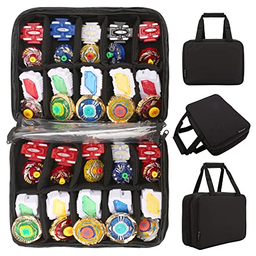 KISLANE 40 Battle Spinners Carrying Case Compatible with Beyblade, 20 Slots For Beyblade Case, Kids Battle Spinner Storage Accessories for Beyblade, Bag Only