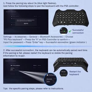 MoKo Keyboard for PS5 Controller with Green Backlight, Bluetooth Wireless Mini Keypad Chatpad for Playstation 5, Built-in Speaker & 3.5mm Audio Jack for PS5 Controller Accessories