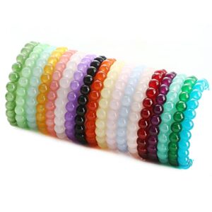 samoco 18pcs 8mm beaded stretch bracelet handmade round glass bracelet for women multicolor matte beads elastic bracelet