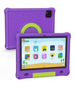 kids tablet,10inch tablet for kids,wifi kids tablets android 12 toddler tablet with dual camera 2mp+8mp,3gb+64gb,1280x800 hd ips touch screen,pre-installed parental control kid-proof case (purple)