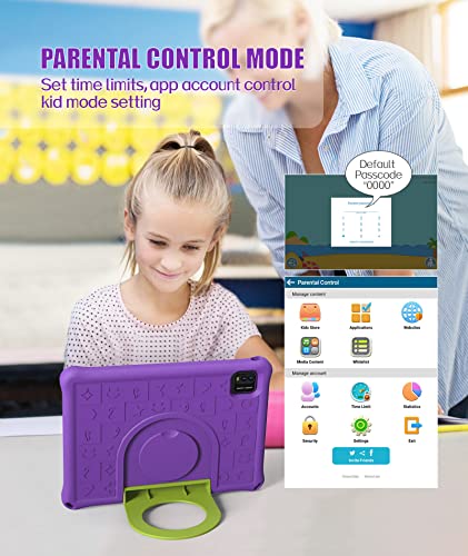 Kids Tablet,10inch Tablet for Kids,WiFi Kids Tablets Android 12 Toddler Tablet with Dual Camera 2MP+8MP,3GB+64GB,1280x800 HD IPS Touch screen,Pre-Installed Parental Control Kid-Proof Case (Purple)