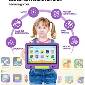 Kids Tablet,10inch Tablet for Kids,WiFi Kids Tablets Android 12 Toddler Tablet with Dual Camera 2MP+8MP,3GB+64GB,1280x800 HD IPS Touch screen,Pre-Installed Parental Control Kid-Proof Case (Purple)