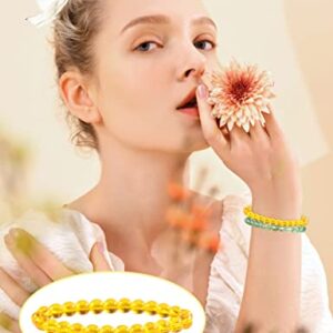 Neovivi 20pcs Beaded Crystal Bracelets for Women and Girls, Stackable Stretch Elastic Bohemian Round Stone Glass Bead Bracelet Jewelry Pack Sets Bulk Wholesale Pink Blue Yellow White Red Black…