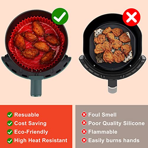 Air Fryer Silicone Liners Reusable: Ctizne 3Pcs 7.5In Silicone Pot for Air Fryer Basket, Replacement of Disposable Parchment, Airfryer Accessories for 5Qt 6Qt 7Qt Ninja Air Fryer
