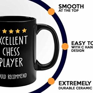 Funny Review Coffee Mug 11oz Black - Excellent Chess Player Would Recommend - Coworker Rating Work Bestie Sport Chess Player Smart Sports Nerd Geek