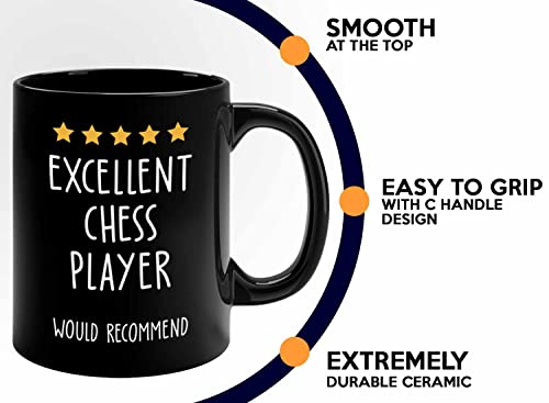 Funny Review Coffee Mug 11oz Black - Excellent Chess Player Would Recommend - Coworker Rating Work Bestie Sport Chess Player Smart Sports Nerd Geek