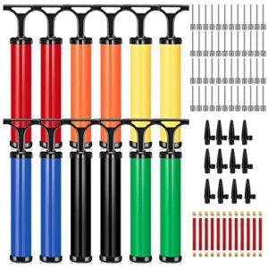 12 sets ball pump air pumps portable hand air ball pump inflatables air ball pump small sports pump kit with needle nozzle hose for soccer basketball football volleyball and other sports ball 6 colors