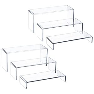 hiimiei acrylic display riser, 6 pcs 9" large acrylic risers, clear rectangular display shelf for cupcake stand, collectibles display and retail showcase, tiered display stand for gemstone, curio, anime figurines
