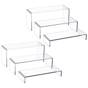 HIIMIEI Acrylic Display Riser, 6 Pcs 9" Large Acrylic Risers, Clear Rectangular Display Shelf for Cupcake Stand, Collectibles Display and Retail Showcase, Tiered Display Stand for gemstone, curio, Anime figurines