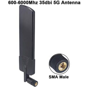 5G Antenna Bendable 600-6000Mhz 12dbi Omni 5G LTE SMA Male WiFi 3G 4G GSM Full Frequency Omni Aerial High-gain 5G Antennas Booster Amplifier for Module Router Tp Link Signal Receiver Pack of 2