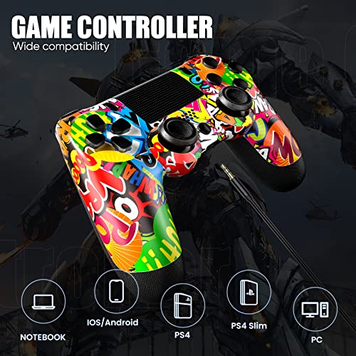 TEBALO Wireless Controller Compatible with PS-4/Pro/Slim Game Console, Bluetooth Controller Rechargeable with Enhanced Dual Vibration, Analog Sticks, 6-Axis Motion Sensor, Yellow