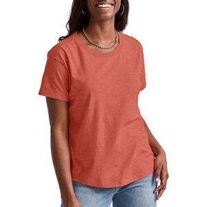 hanes originals tri-blend, lightweight t-shirt for women, relaxed fit, red river clay pe heather, small