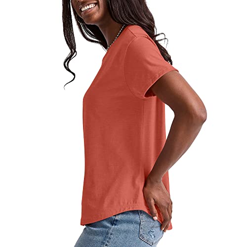 Hanes Originals Tri-Blend, Lightweight T-Shirt for Women, Relaxed Fit, RED River Clay PE Heather, Small