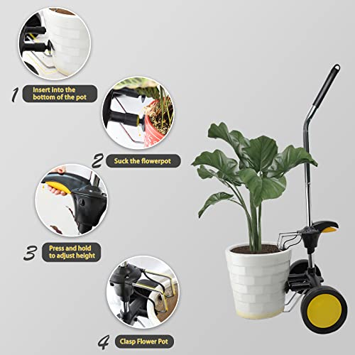 SQUEEZE master Garden Pot Mover with Free Wheels-Good Helper for Carrying Heavy Pots Max 165 Lbs-Potted Plant Mover with Suction Cup and Pot Hook