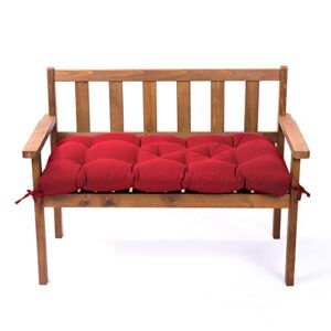 srutirbo indoor outdoor bench cushion, waterproof swing cushion seat chair replacement pads pillow for lounger garden furniture patio metal wooden (39x20in, red)
