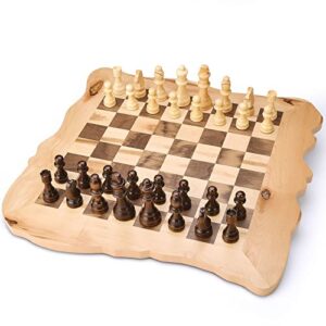 vamslove wooden chess board set large unique chessboard (playing area 15 x 15inch) with 3.5" king chess pieces durable modern gift for chess lover home decor