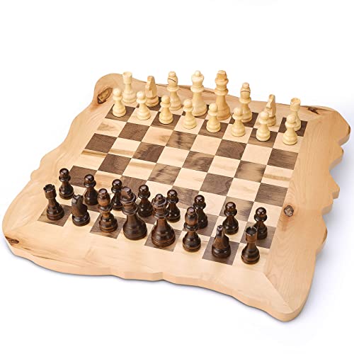 VAMSLOVE Wooden Chess Board Set Large Unique Chessboard (Playing Area 15 x 15inch) with 3.5" King Chess Pieces Durable Modern Gift for Chess Lover Home Decor