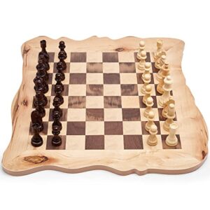 VAMSLOVE Wooden Chess Board Set Large Unique Chessboard (Playing Area 15 x 15inch) with 3.5" King Chess Pieces Durable Modern Gift for Chess Lover Home Decor