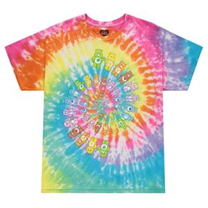 care bears men's tie-dye swirl friends spiral graphic pattern t-shirt (small)