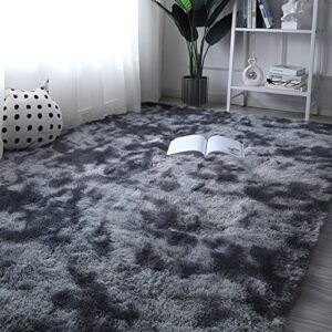 rocyjulin area rugs 8x10 for living room, thickened fluffy 8x10 area rugs for bedroom, ultra soft non-slip large shag fuzzy rug for nursery, kids, girls, boys, grey