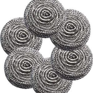 6Pcs Scourer Steel Wool Scrubber - Steel Wool for Cleaning Dish Pots Pans Grills Stainless Steel Scrubber for Kitchen Sinks Cleaning Steel Wool Pads Metal Scrubber