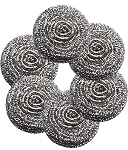 6Pcs Scourer Steel Wool Scrubber - Steel Wool for Cleaning Dish Pots Pans Grills Stainless Steel Scrubber for Kitchen Sinks Cleaning Steel Wool Pads Metal Scrubber