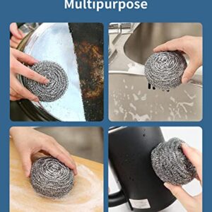 6Pcs Scourer Steel Wool Scrubber - Steel Wool for Cleaning Dish Pots Pans Grills Stainless Steel Scrubber for Kitchen Sinks Cleaning Steel Wool Pads Metal Scrubber