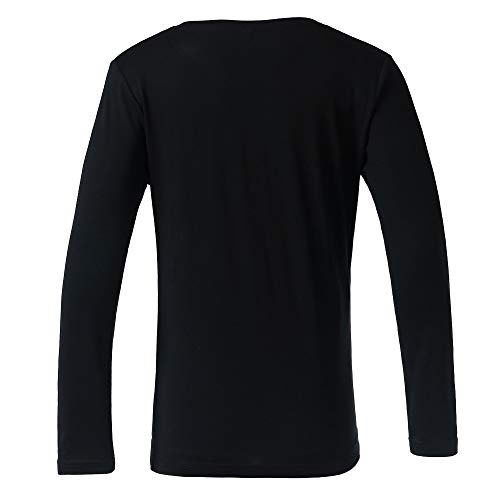 100% Merino Wool T-Shirt for Women's Long Sleeve Base Layers Odor Resistance for Outdoor Black