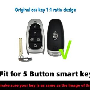 REPROTECTING TPU Key Fob Cover Compatible with (5 Buttons) 2019-2023 Hyundai Sonata Sanata Fe Tucson Palisade (Black/White)