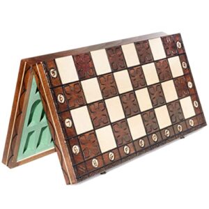 16 Inch Wooden Chess Board Sets for Adults and Kids - Tournament Chess Set with Chess Pieces Storage Compartment - Professional Chess Set Handmade with Beech and Birchwood